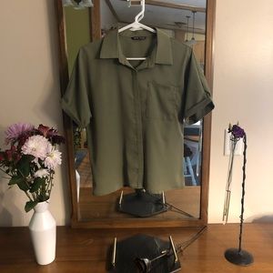 Green Button-up - SHEIN - M